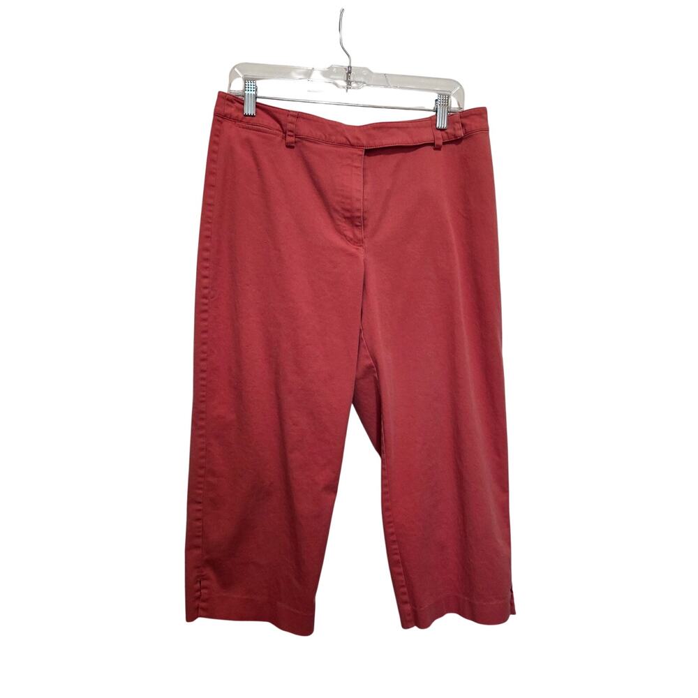 Liz Claiborne Sport Coral Pink Stretch High Rise Trousers Audra Capri Pants 14
